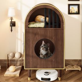 Cat Litter Box Enclosure , 2-in-1 Condo Cat Bed, Cat Shelter Furniture with Two-Level Cozy Haven for 2 Cats, Cute Kitty Condo for Sleeping