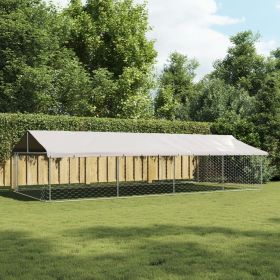 Dog Kennel Silver Galvanized Steel Large Dog Kennel Rectangular
